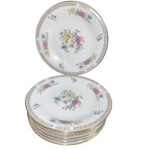 Liling Fine China Salad Dessert Plates Floral Butterfly Gold Trim Set of 6